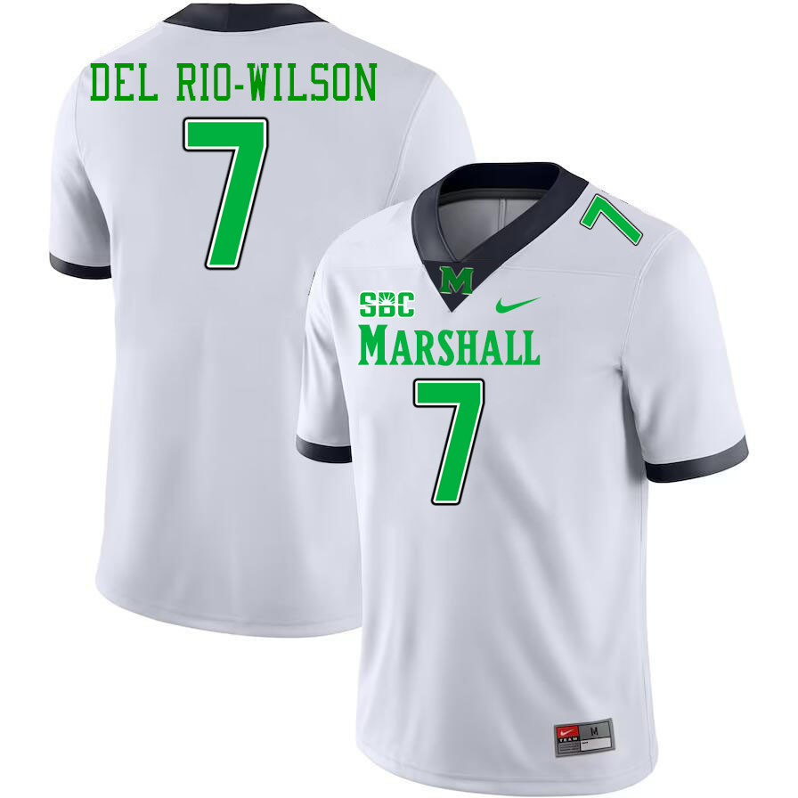 Marshall Thundering Herd #7 Carlos Del Rio-Wilson College Football Jerseys,Uniforms-White